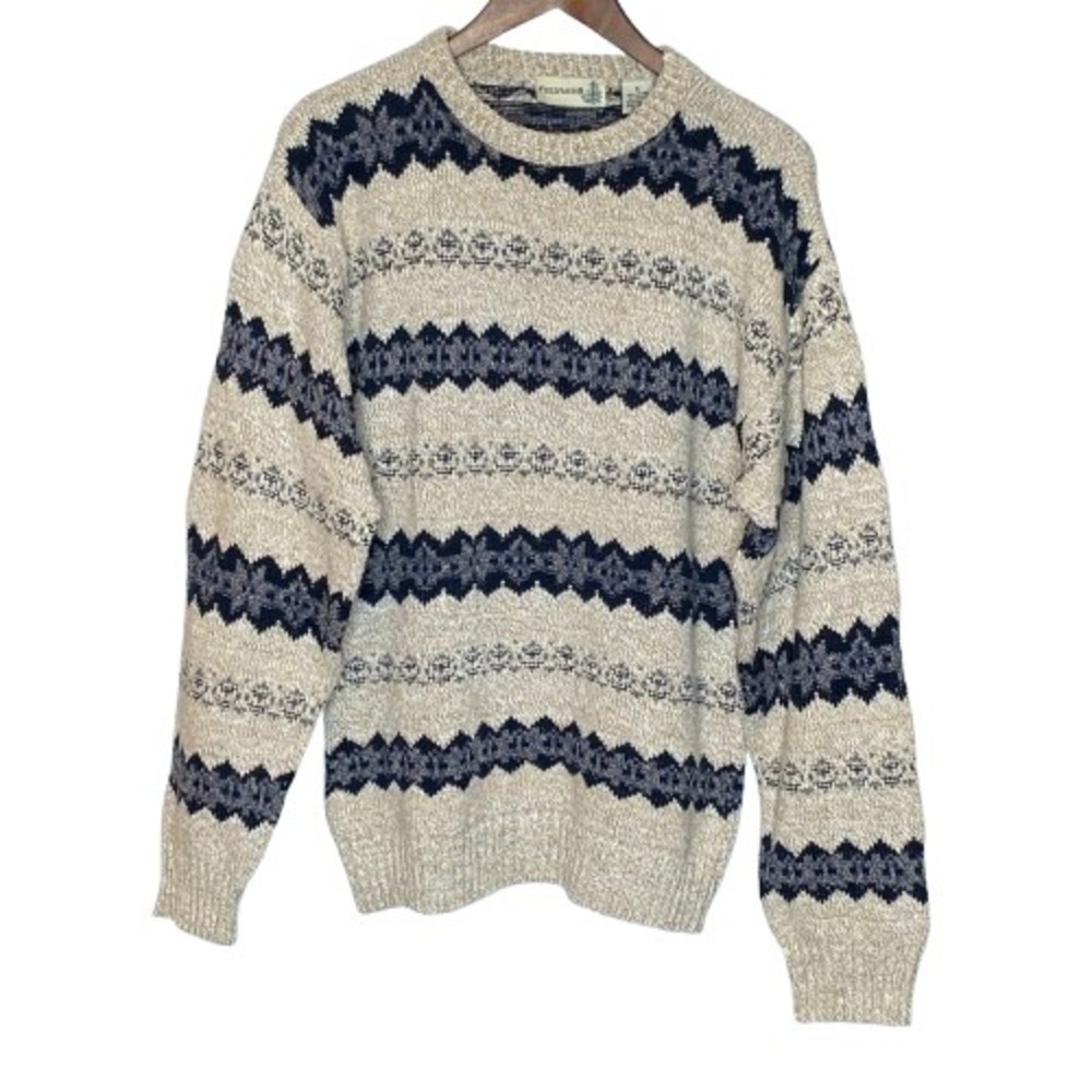 Vintage Fieldmaster Mens S Crew Neck Striped Cotton Pullover Sweater Made USA